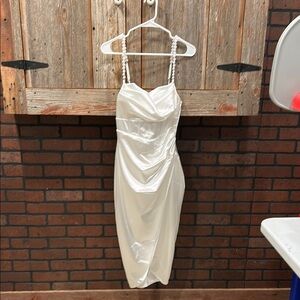 Elegant White Satin Dress